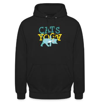 Chats Yoga Chat Ami - Sweat-shirt à capuche unisexe - noir - Devant - Alina (178cm) & Michal (187cm)