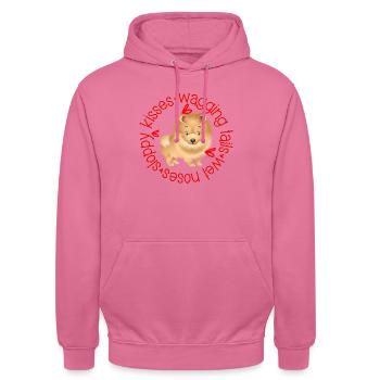 Cute Pomeranian, sloppy kisses - Unisex Hoodie - pink - Front - Alina (178cm) & Michal (187cm)