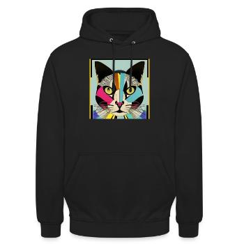 Chat Fred - Sweat-shirt à capuche unisexe - noir - Devant - Alina (178cm) & Michal (187cm)