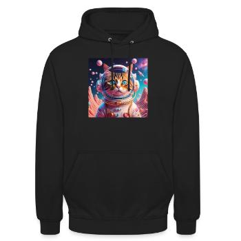 Spacecat Dreamland - Unisex Hoodie - Schwarz - Vorne - Alina (178cm) & Michal (187cm)