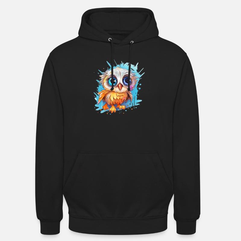 Niedliche Wachsame Eule | Nachtschwärmer Eule - Unisex Hoodie - Schwarz