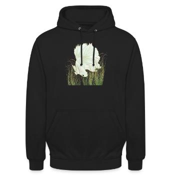 Betta Splendens Demi-Lune Blanche - Sweat-shirt à capuche unisexe - noir - Devant - Alina (178cm) & Michal (187cm)