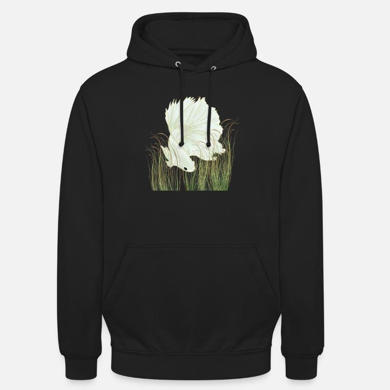 Betta Splendens Halfmoon Weiß - Unisex Hoodie - Schwarz