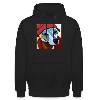 Modisches trendiges Whippet-Porträt. - Unisex Hoodie - Schwarz - Vorne - Alina (178cm) & Michal (187cm)
