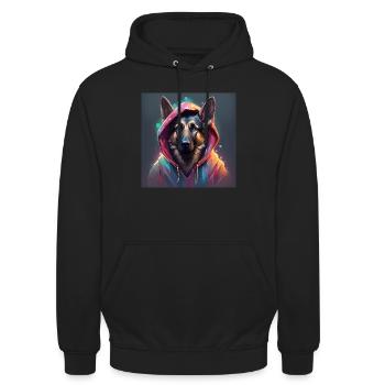 Berger allemand en sweat à capuche - Sweat-shirt à capuche unisexe - noir - Devant - Alina (178cm) & Michal (187cm)