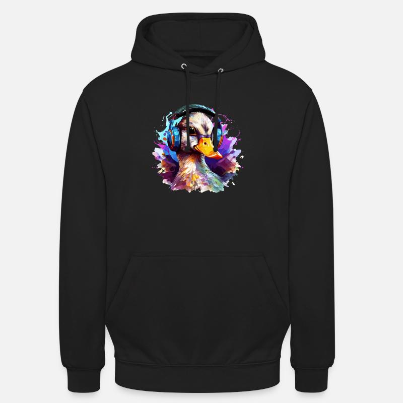 Funky Ente mit Kopfhörer Graffiti-Style - Unisex Hoodie - Schwarz