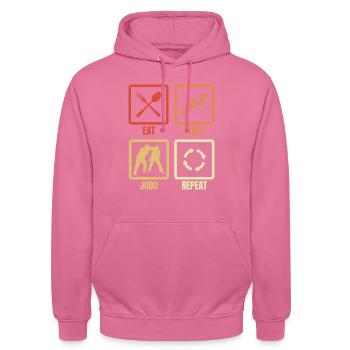 Eat Sleep Judo Repeat - Unisex Hoodie - Pink - Vorne - Alina (178cm) & Michal (187cm)