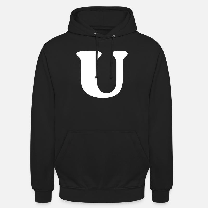 Lettre u - Sweat-shirt à capuche unisexe - noir
