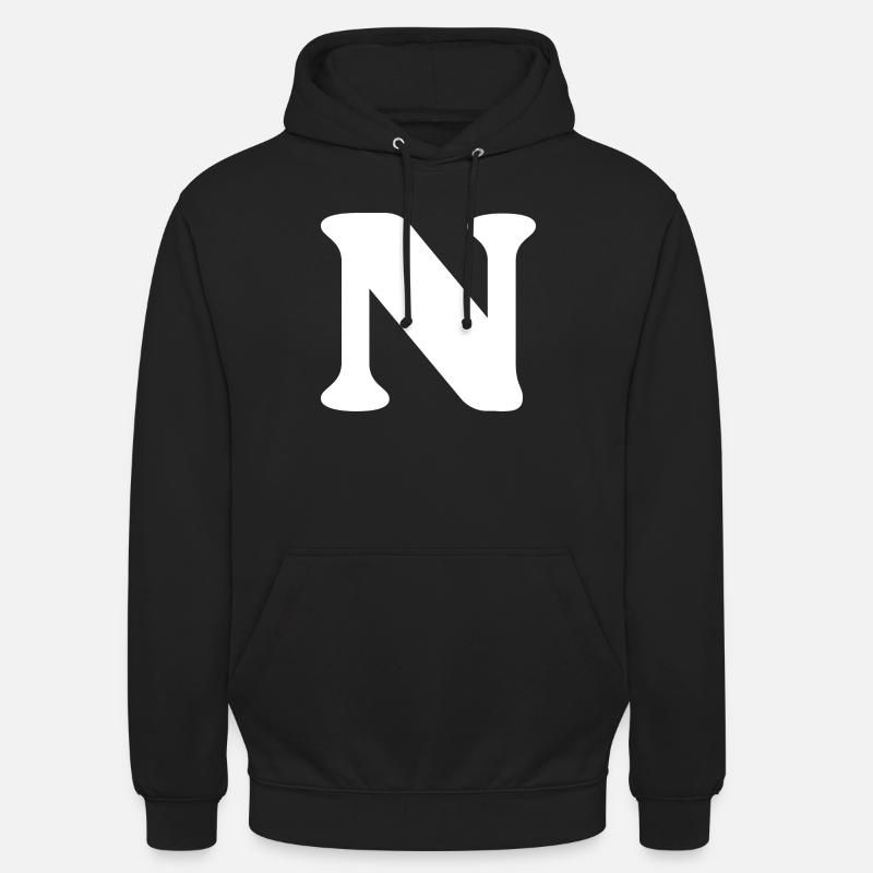 Lettre n - Sweat-shirt à capuche unisexe - noir