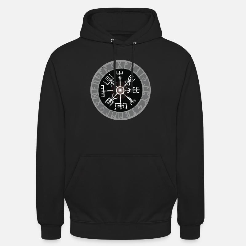 Boussole Viking blanche Valhalla Vegvisir - Sweat-shirt à capuche unisexe - noir