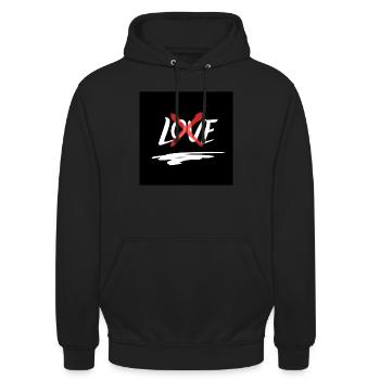 Black Minimalist Graffiti Album Cover 1 - Unisex Hoodie - Schwarz - Vorne - Alina (178cm) & Michal (187cm)