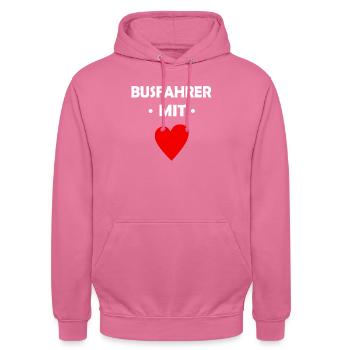 Busfahrer mit Herz - Bus - Omnibus - Unisex Hoodie - Pink - Vorne - Alina (178cm) & Michal (187cm)