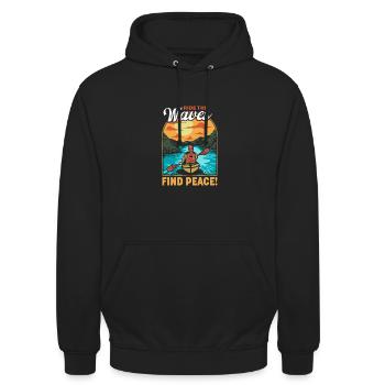 Kajak Paddeln auf dem Wasser - Unisex Hoodie - Schwarz - Vorne - Alina (178cm) & Michal (187cm)