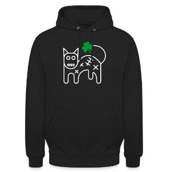 St. Patrick's Lucky Black Irish Cat with Shamrock - Unisex Hoodie - black - Front - Alina (178cm) & Michal (187cm)