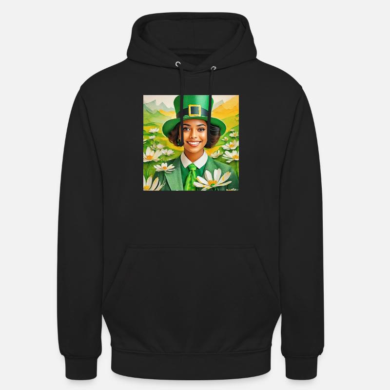 image saint patrick - Sweat-shirt à capuche unisexe - noir