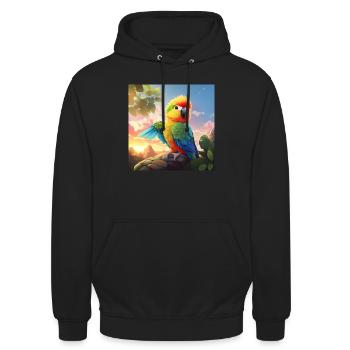 Rainbow budgie - Unisex Hoodie - black - Front - Alina (178cm) & Michal (187cm)