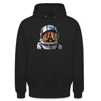 astronaute tour eiffel - Sweat-shirt à capuche unisexe - noir - Devant - Alina (178cm) & Michal (187cm)
