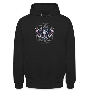 Super DAD America Father's Day - Unisex Hoodie - black - Front - Alina (178cm) & Michal (187cm)