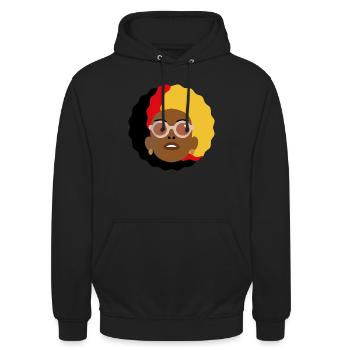 Afro Farben Selbstbewusste Frau - Unisex Hoodie - Schwarz - Vorne - Alina (178cm) & Michal (187cm)