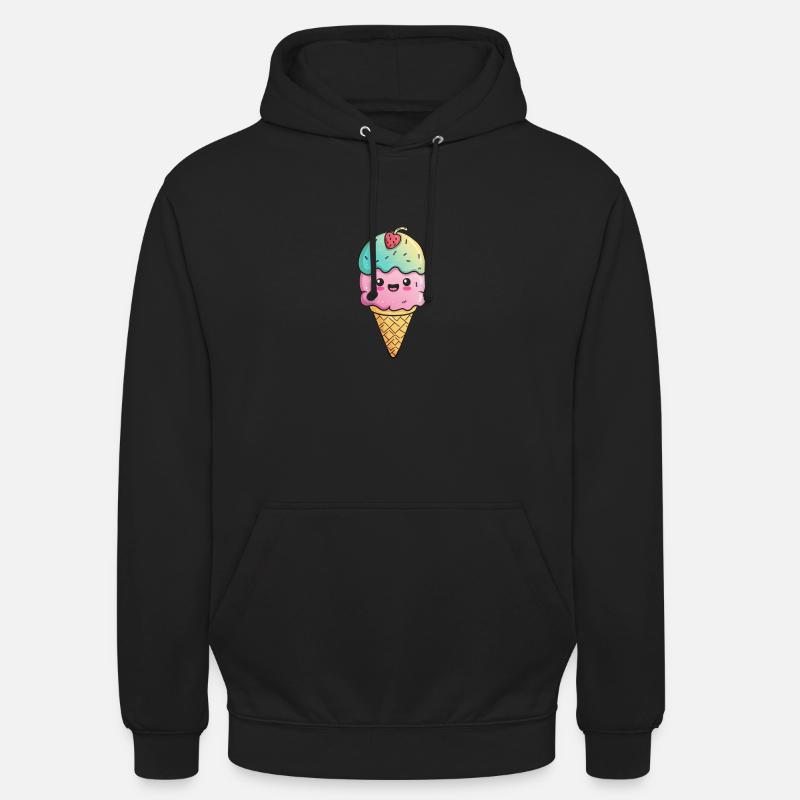Glace avec visage - Sweat-shirt à capuche unisexe - noir