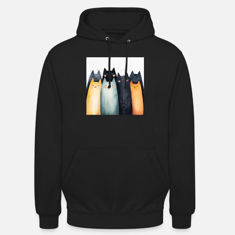 Lächelnde Katzen - Unisex Hoodie - Schwarz