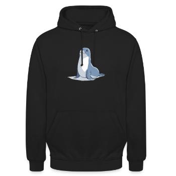 Seerobbe Seehund Meer - Unisex Hoodie - Schwarz - Vorne - Alina (178cm) & Michal (187cm)