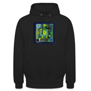NOXPOX logo skull hemp mushroom pill 23 magick - Unisex Hoodie - Schwarz - Vorne - Alina (178cm) & Michal (187cm)