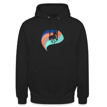 Pferde Pferdekopf Pferdesport - Unisex Hoodie - Schwarz - Vorne - Alina (178cm) & Michal (187cm)