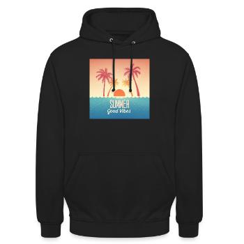 Retro Summer Feeling Vintage-Style - Unisex Hoodie - Schwarz - Vorne - Alina (178cm) & Michal (187cm)