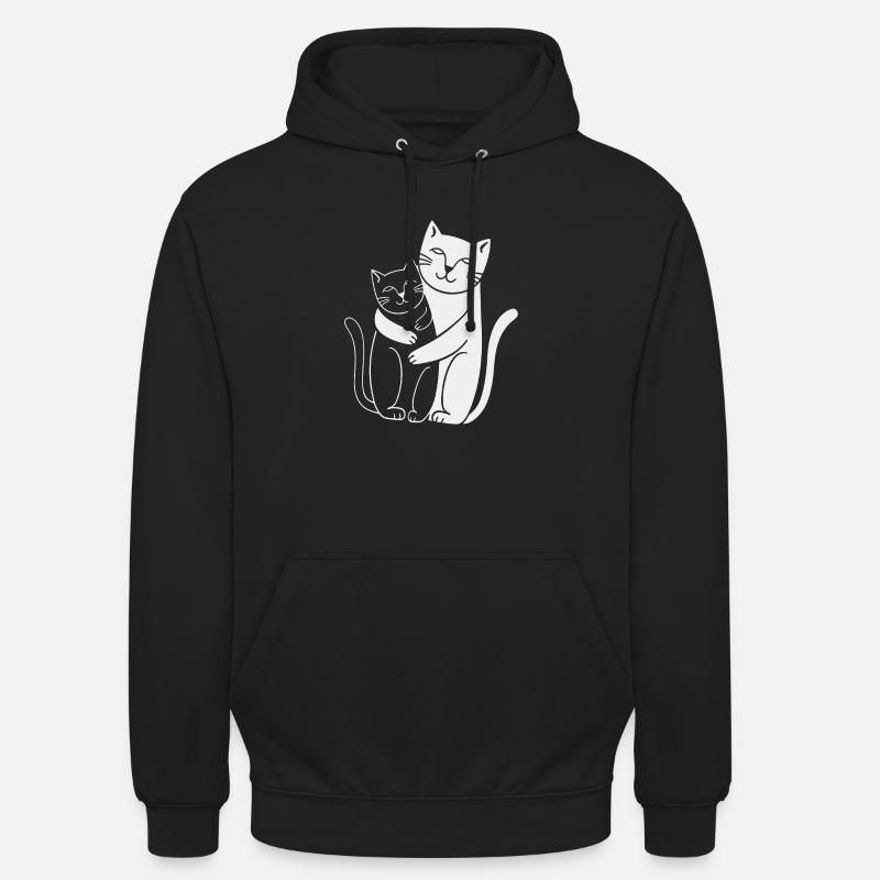 Chat Blanc & chat noir - Sweat-shirt à capuche unisexe - noir