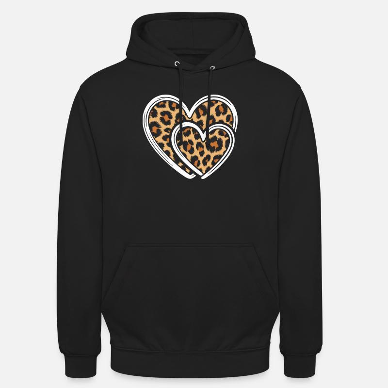 Herz mit Leopardmuster - Unisex Hoodie - Schwarz