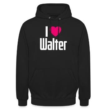 I Love Walter Pink Heart I Love Walter - Unisex Hoodie - black - Front - Alina (178cm) & Michal (187cm)
