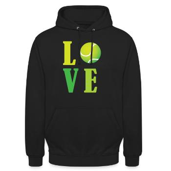 J’adore le tennis - Sweat-shirt à capuche unisexe - noir - Devant - Alina (178cm) & Michal (187cm)