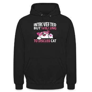 Introverted cat discussion - Unisex Hoodie - Schwarz - Vorne - Alina (178cm) & Michal (187cm)