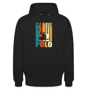 Kanupolo Retro Design - Unisex Hoodie - Schwarz - Vorne - Alina (178cm) & Michal (187cm)