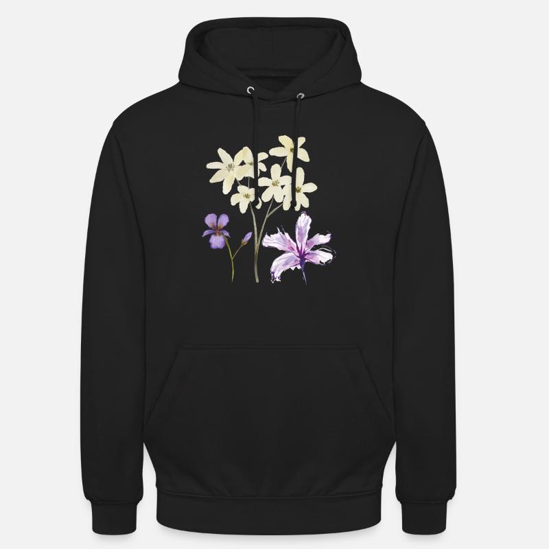 Fleurs Blumen - Sweat-shirt à capuche unisexe - noir