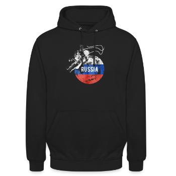 Russie astronaute Russie - Sweat-shirt à capuche unisexe - noir - Devant - Alina (178cm) & Michal (187cm)