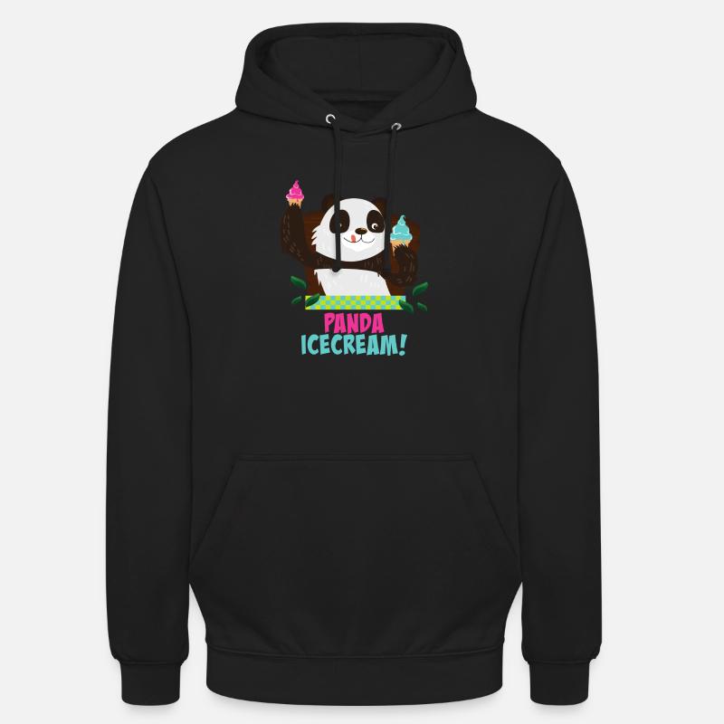 Panda mit Eiscreme - Unisex Hoodie - Schwarz