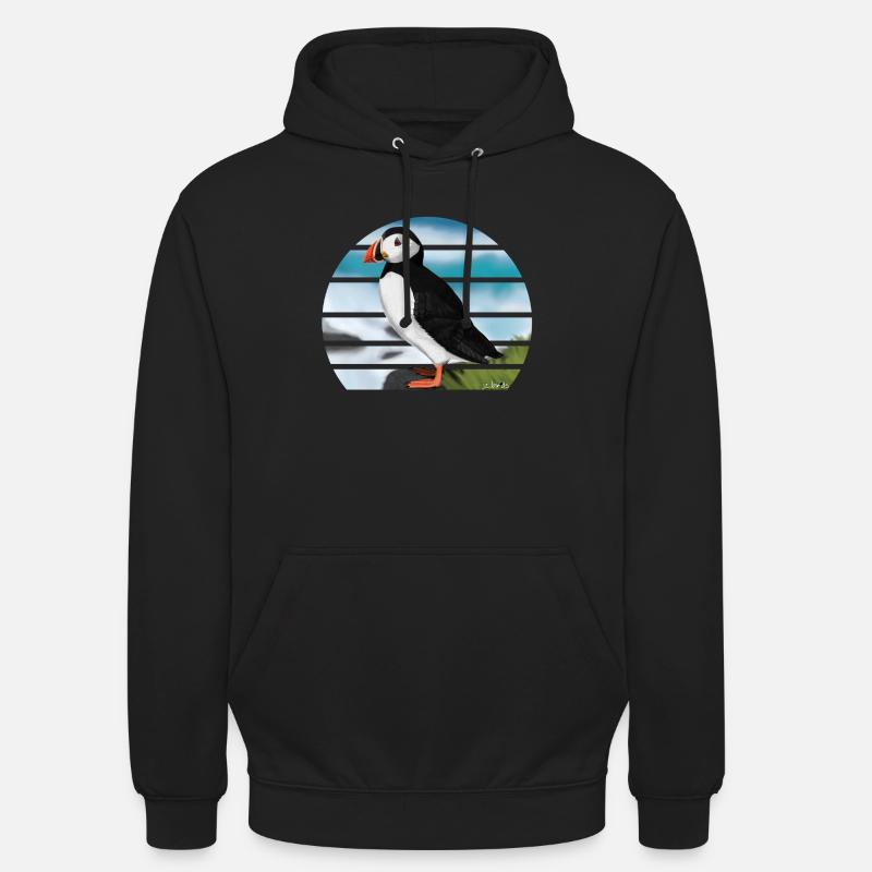 Illustration de conception d'oiseau macareux moine peint - Sweat-shirt à capuche unisexe - noir