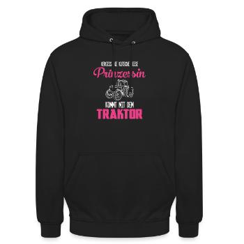 Vergiss die Kutsche Prinzessin Traktor Geschenk - Unisex Hoodie - Schwarz - Vorne - Alina (178cm) & Michal (187cm)