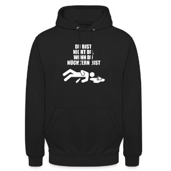 Alkohol - Du bist nicht du, wenn du nüchtern bist - Unisex Hoodie - Schwarz - Vorne - Alina (178cm) & Michal (187cm)