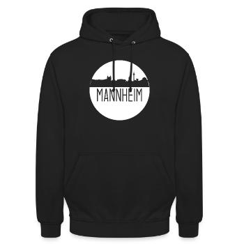 mannheim, skyline, kreis, scherenschnitt, weiss - Unisex Hoodie - Schwarz - Vorne - Alina (178cm) & Michal (187cm)