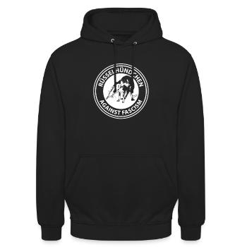 Rüsselhündchen Against Fascism - Unisex Hoodie - Schwarz - Vorne - Alina (178cm) & Michal (187cm)