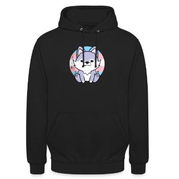 Mignon chien loup Trans Drapeau Drapeau LGBTQ Lune - Sweat-shirt à capuche unisexe - noir - Devant - Alina (178cm) & Michal (187cm)