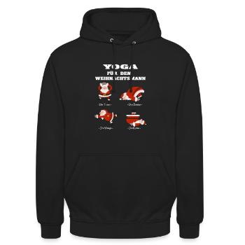 Weihnachtsmann Yoga Lustig Geschenk Weihnachten - Unisex Hoodie - Schwarz - Vorne - Alina (178cm) & Michal (187cm)
