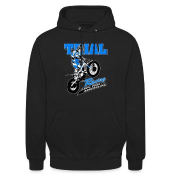 Trial - Trialsport - Moto Trial - Motorcycle Trial - Unisex Hoodie - Schwarz - Vorne - Alina (178cm) & Michal (187cm)