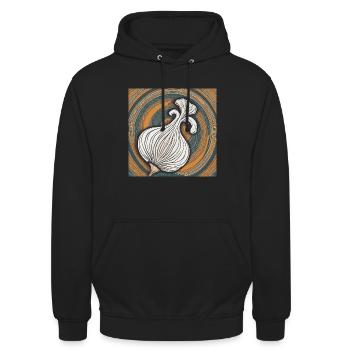 Knoblauch Geschenk Geschenkidee Knoblauch Zehe - Unisex Hoodie - Schwarz - Vorne - Alina (178cm) & Michal (187cm)