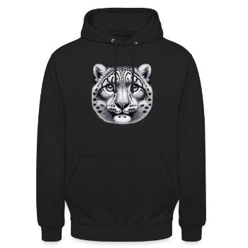 Schneeleopard Leopard Weißer Leopard - Unisex Hoodie - Schwarz - Vorne - Alina (178cm) & Michal (187cm)