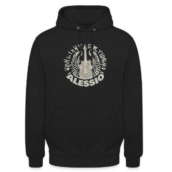 Geschenk für Alessio - Unisex Hoodie - Schwarz - Vorne - Alina (178cm) & Michal (187cm)