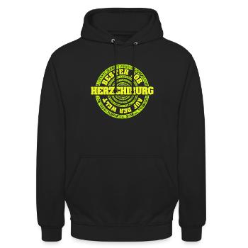 Job Herzchirurg - Unisex Hoodie - Schwarz - Vorne - Alina (178cm) & Michal (187cm)